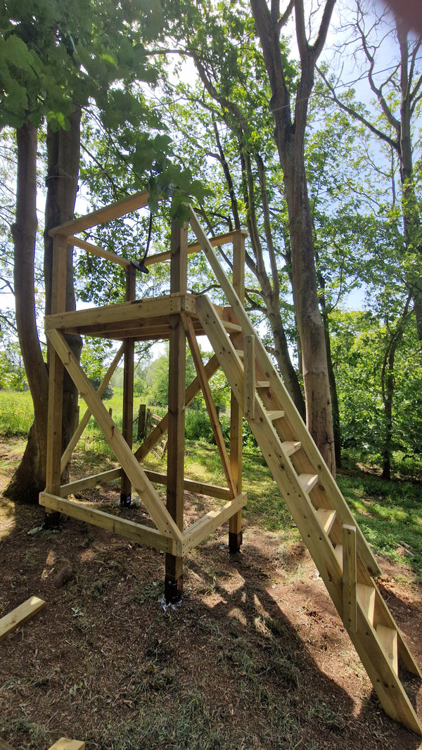 Garden zip wire installed by Limitless Zip Wires