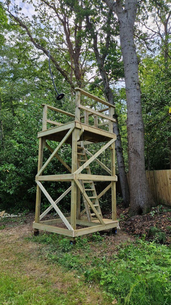 Garden zip wire installed by Limitless Zip Wires